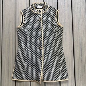 Tricosa Made in France Metallic Gold, Silver & Black Geometric Blazer Sz XS